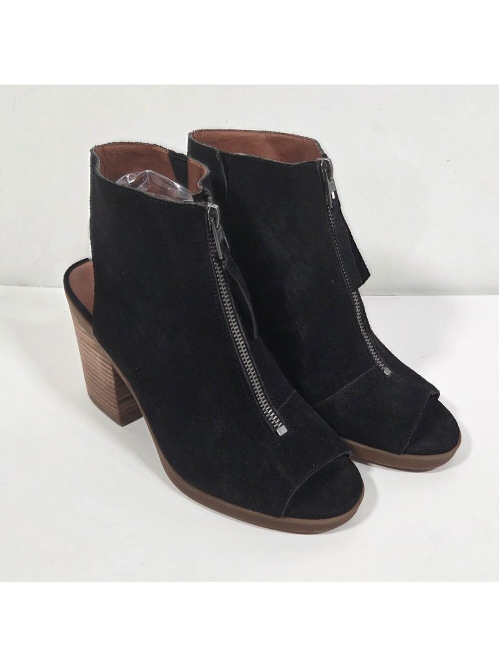 Lucky Brand Black Suede Sandal Bootie Women's Size 8 Front Zipper